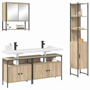Sada koupelnového nábytku 4 pcs Sonoma dub kompozitní dřevo - obrázek 3