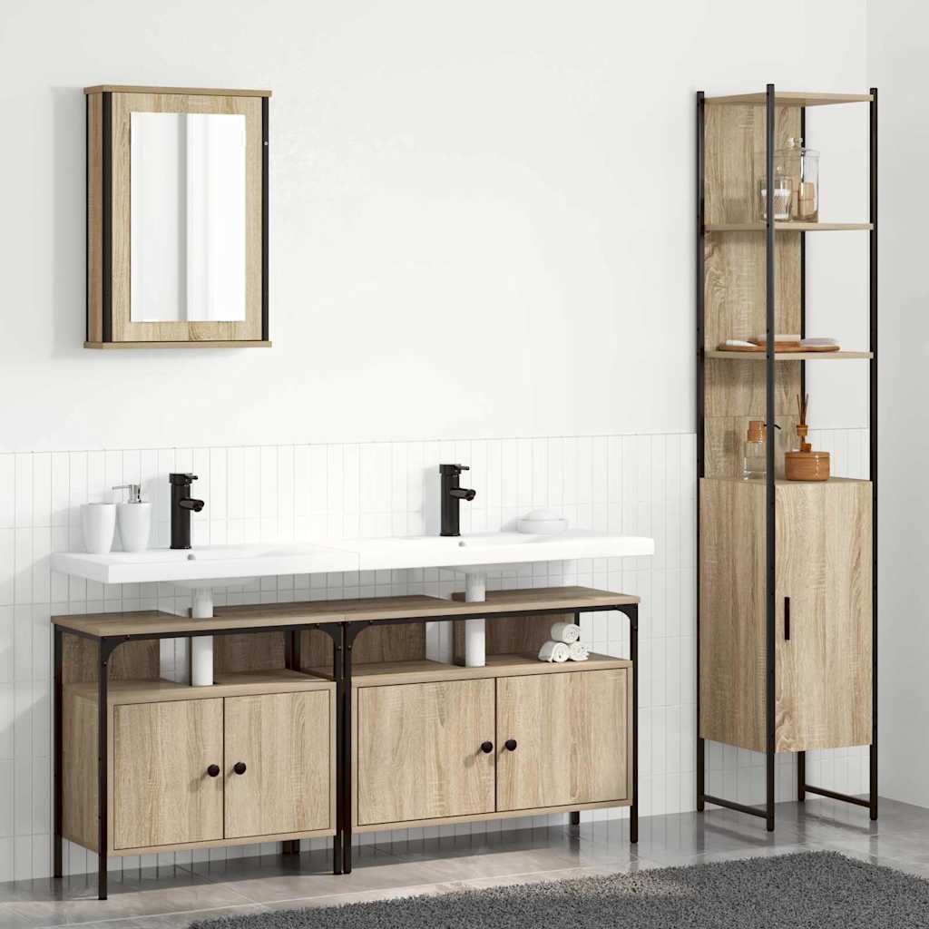 Kylpyhuonekalustesetti 4 pcs Sonoma tammi 33 x 33 x 185.5 cm
