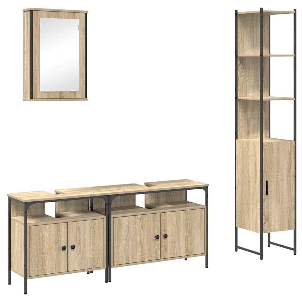 Kylpyhuonekalustesetti 4 pcs Sonoma tammi 33 x 33 x 185.5 cm