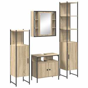 vidaXL Vannitoa m&ouml;&ouml;bleset 4 tk Sonoma tamm 33 x 33 x 185,5 cm