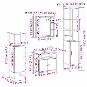 Sada koupelnového nábytku 4 pcs Sonoma dub kompozitní dřevo - obrázek 16