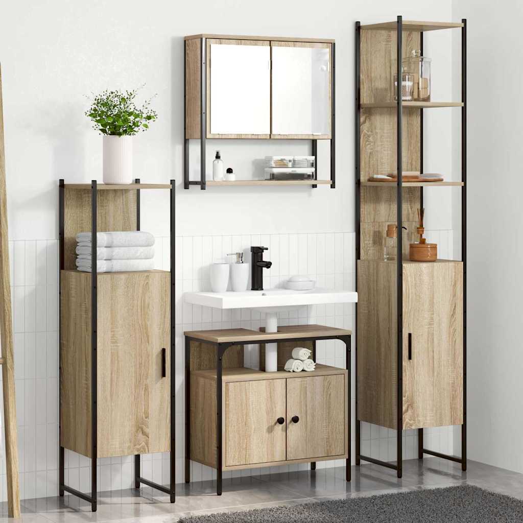 Kylpyhuonekalustesetti 4 pcs Sonoma tammi 33 x 33 x 188.5 cm