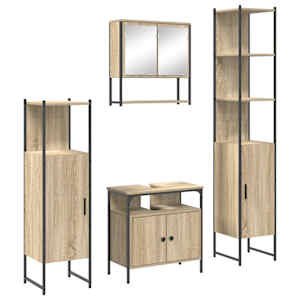 vidaXL Vannitoa m&ouml;&ouml;bleset 4 tk Sonoma tamm 33 x 33 x 185,5 cm