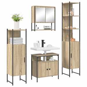 Sada koupelnového nábytku 4 pcs Sonoma dub kompozitní dřevo - obrázek 3
