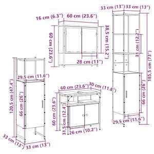 Sada koupelnového nábytku 4 pcs Sonoma dub kompozitní dřevo - obrázek 15