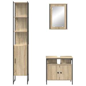 Sada koupelnového nábytku 3 pcs Sonoma dub kompozitní dřevo - obrázek 8
