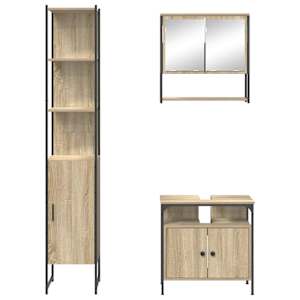 Sada koupelnového nábytku 3 pcs Sonoma dub kompozitní dřevo - obrázek 8