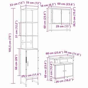Sada koupelnového nábytku 3 pcs Sonoma dub kompozitní dřevo - obrázek 14
