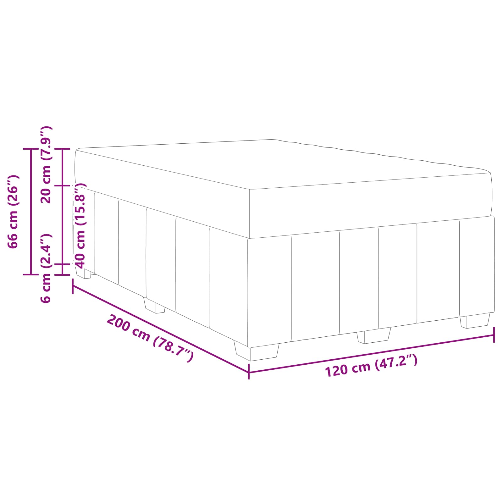 Konstrukcija postelje Svetlo siva 120 x 200 cm blago - slika 11