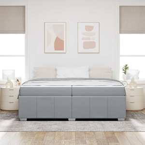 Rám postele s matrací Světle šedá 200 x 200 cm textil - obrázek 3