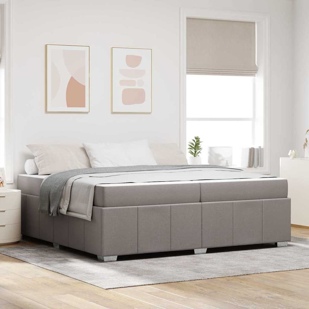 Sengestel med madras Gråbrun 200 x 200 cm Stof