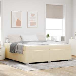 Rám postele s matrací Krémová 200 x 200 cm textil - obrázek 1