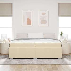 Rám postele s matrací Krémová 200 x 200 cm textil - obrázek 3