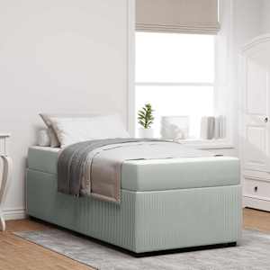 Konstrukcija postelje z vzmetnico Svetlo siva 80 x 200 cm blago