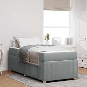 Konstrukcija postelje z vzmetnico Svetlo siva 90 x 200 cm blago