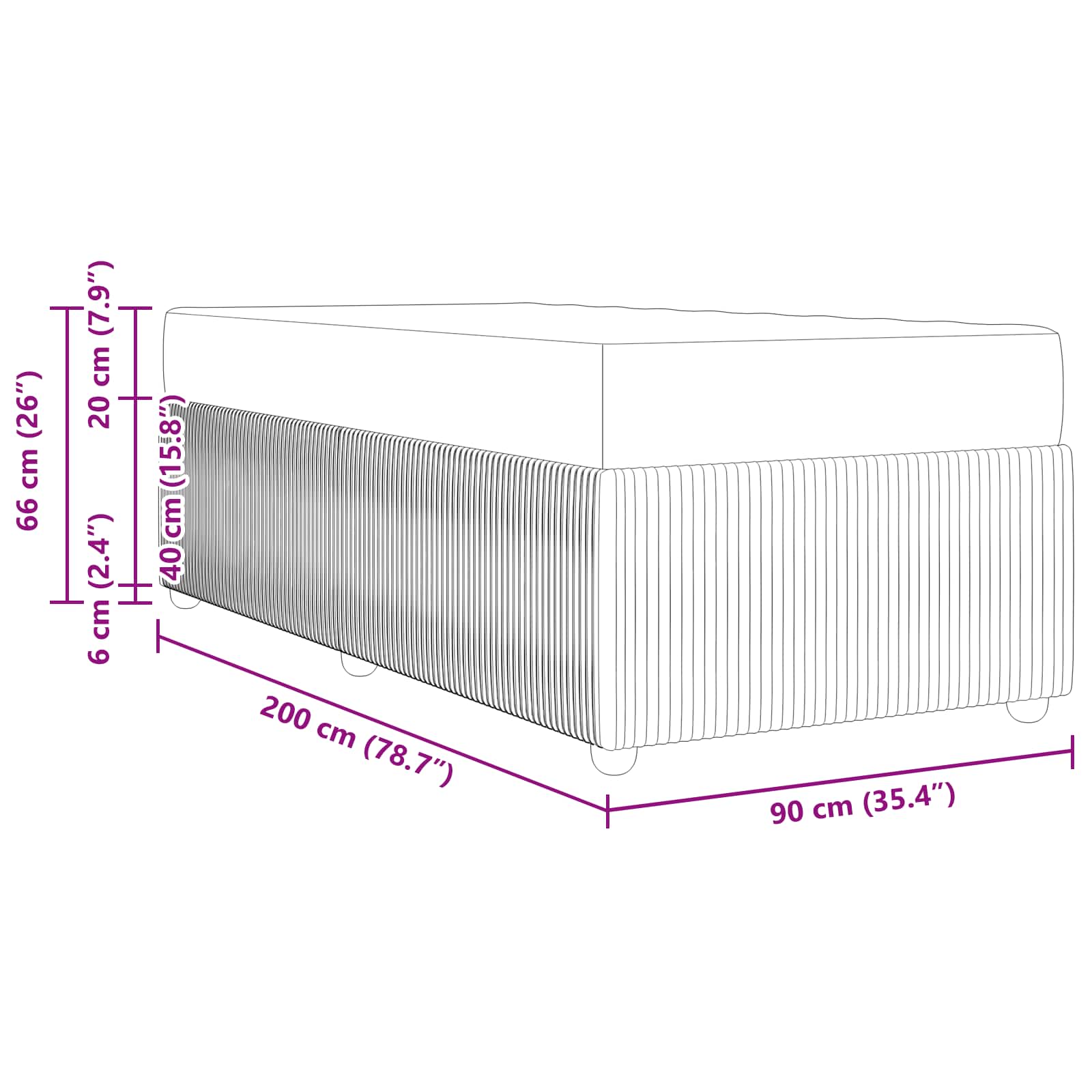 Sengestel Andet Creme 90 x 200 cm Stof 8 8721288294425 wbg