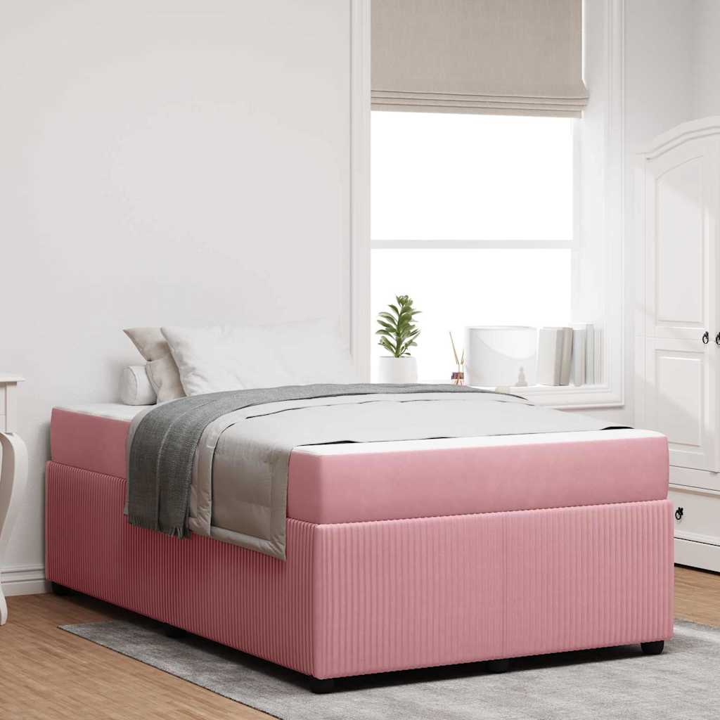 vidaXL Cadru de pat cu saltea cu saltea Roz 120 x 200 cm Catifea