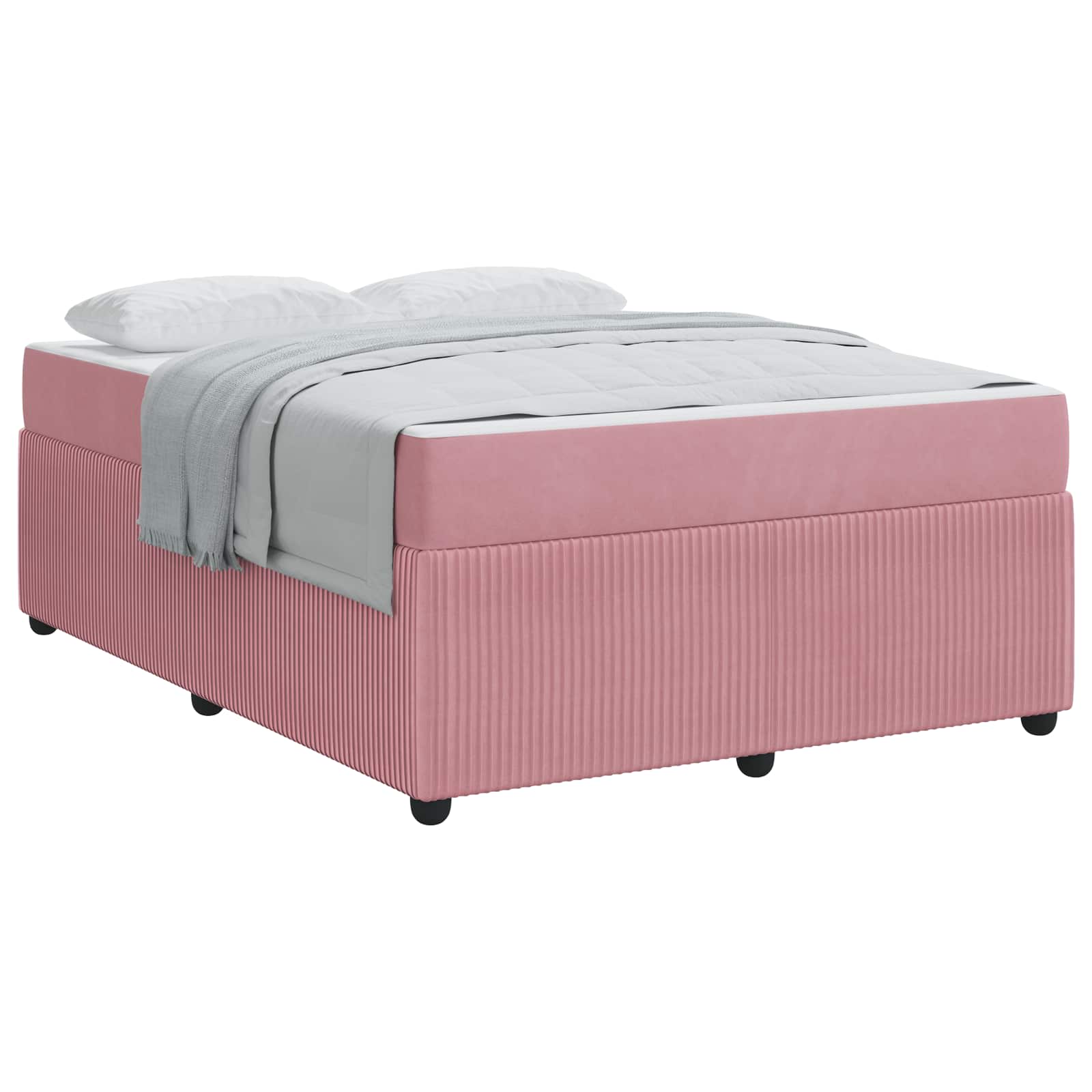 Bedframe met matras Roze 140 x 200 cm Stof - Afbeelding 2