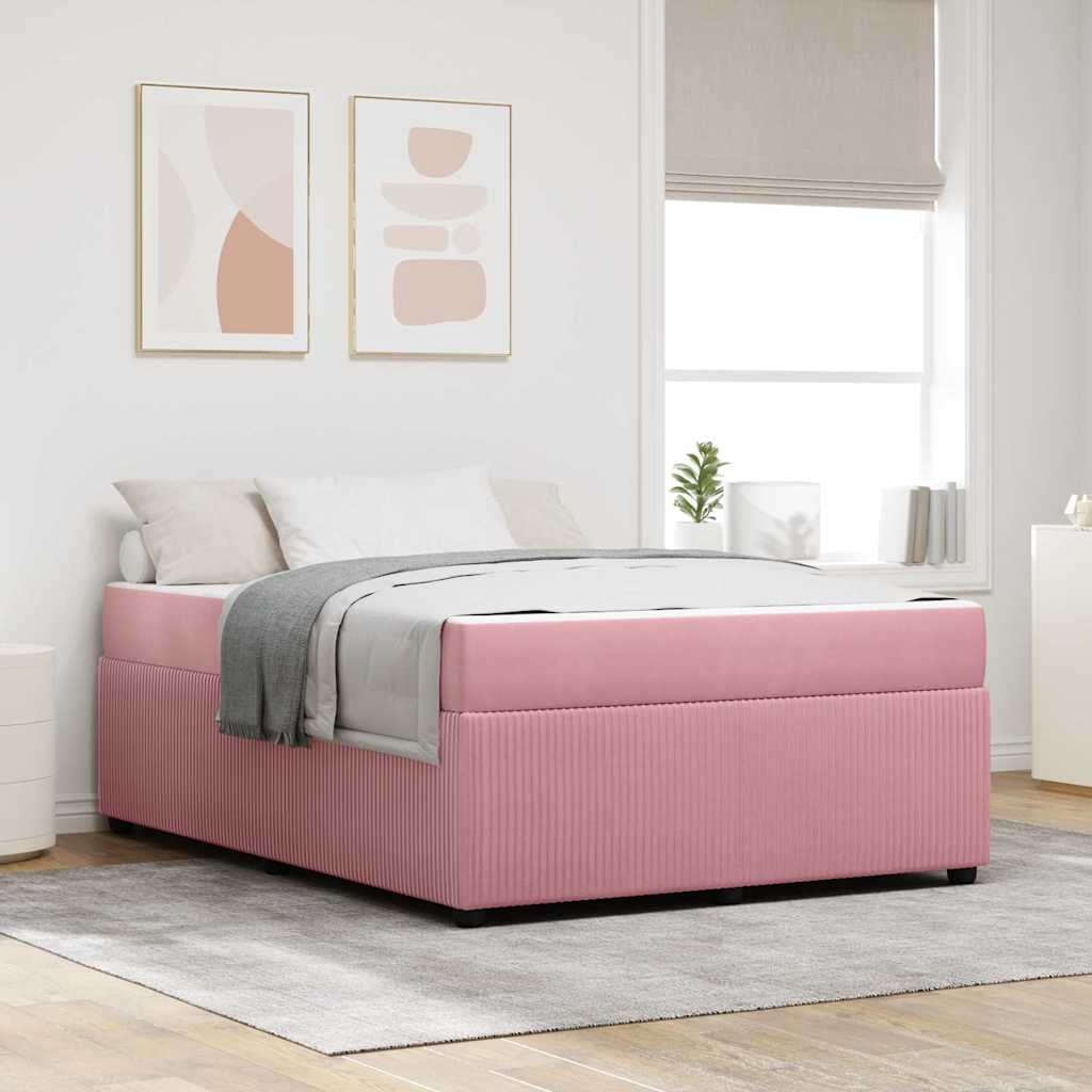 vidaXL Cadru de pat cu saltea cu saltea Roz 160 x 200 cm Catifea