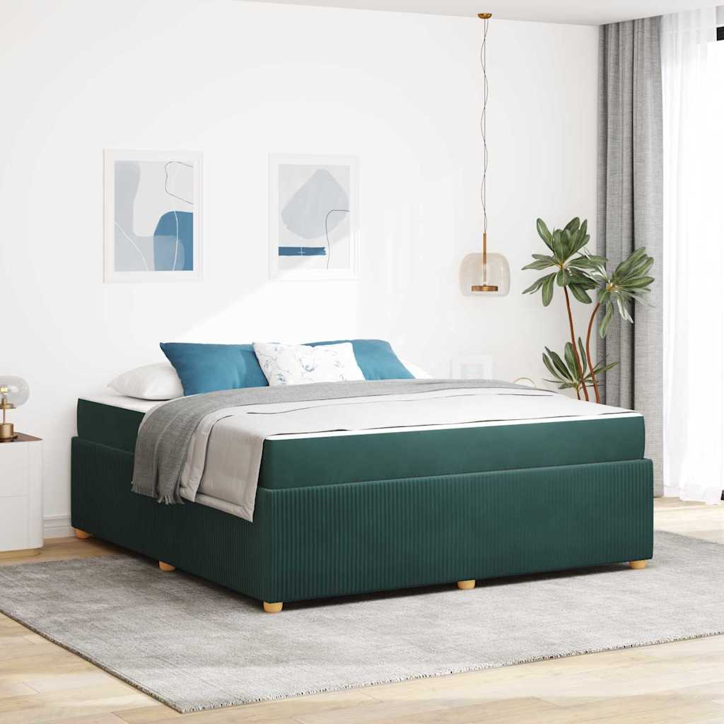 vidaXL Cadru de pat cu saltea Verde închis 180 x 200 cm Catifea