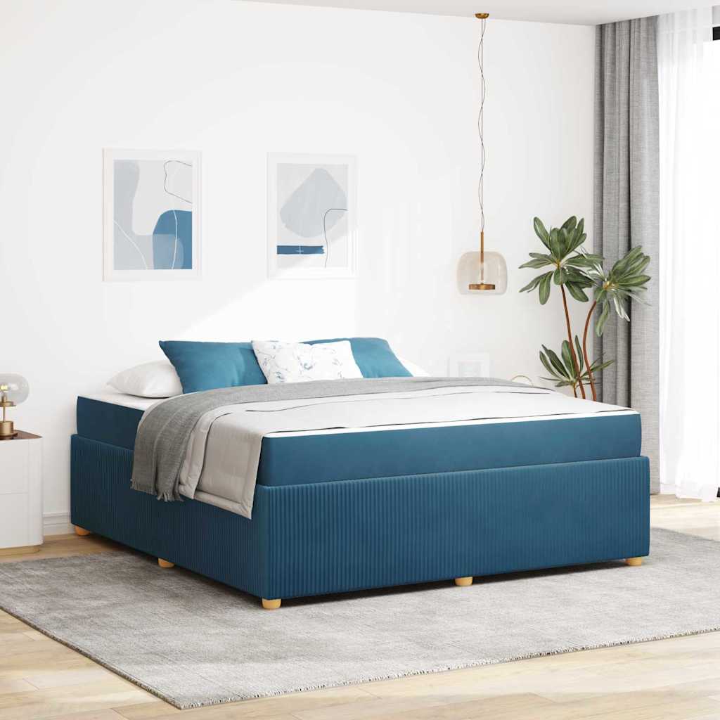 Voodiraam madratsiga Muu Sinine 180 x 200 cm Samet