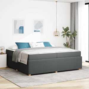 Rám postele s matrací Tmavě šedá 200 x 200 cm textil - obrázek 1