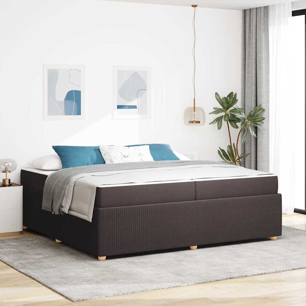 vidaXL Cadru de pat cu saltea Maro închis 200 x 200 cm țesătură