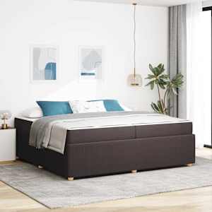 Rám postele s matrací Tmavě hnědá 200 x 200 cm textil - obrázek 1