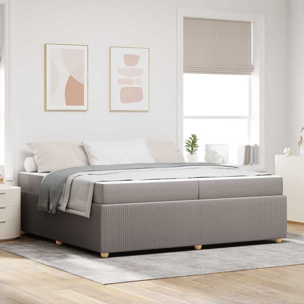 Sengeramme med madras med madras Gråbrun 200 x 200 cm Stof