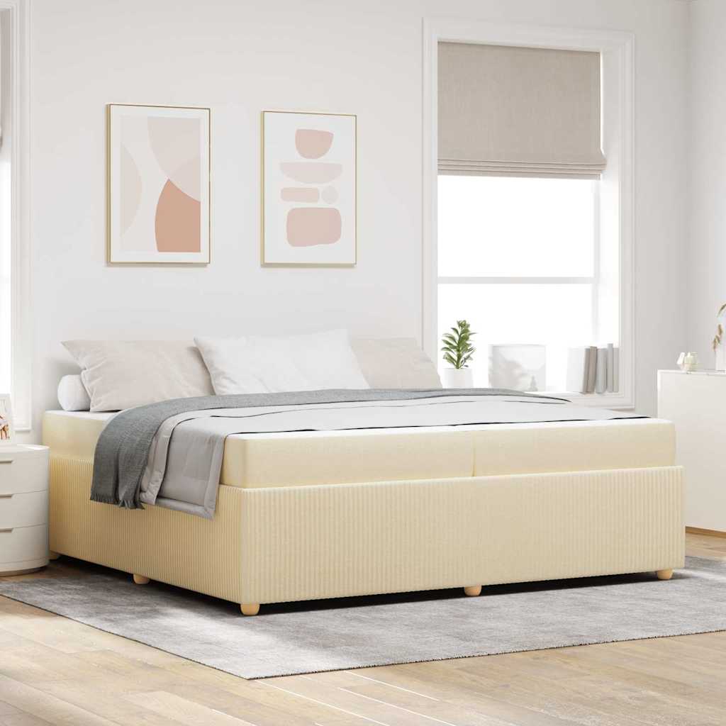 vidaXL Cadru de pat cu saltea cu saltea Crem 200 x 200 cm țesătură