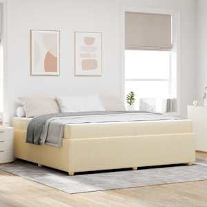 Rám postele s matrací Krémová 200 x 200 cm textil - obrázek 1