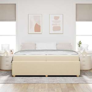 Rám postele s matrací Krémová 200 x 200 cm textil - obrázek 3