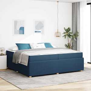 Rám postele s matrací Modrá 200 x 200 cm textil - obrázek 1