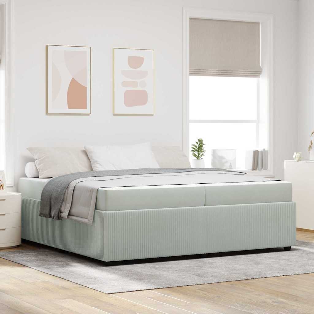 vidaXL Cadru de pat cu saltea Gri deschis 200 x 200 cm Catifea