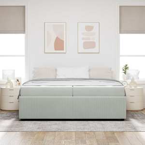 Rám postele s matrací Světle šedá 200 x 200 cm textil - obrázek 3