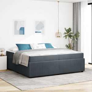 Rám postele s matrací Tmavě šedá 200 x 200 cm textil - obrázek 1