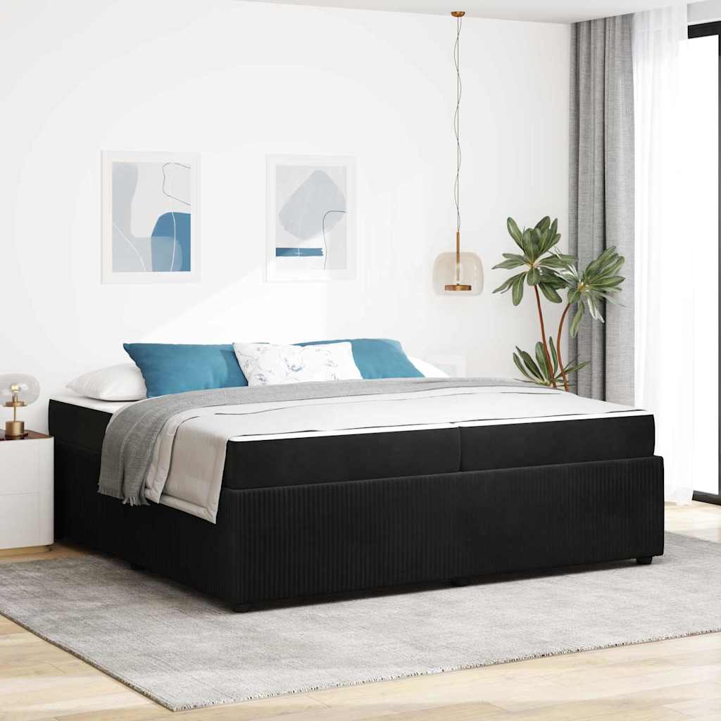 vidaXL Cadru de pat cu saltea cu saltea Negru 200 x 200 cm Catifea