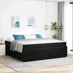 Rám postele s matrací Černá 200 x 200 cm textil - obrázek 1