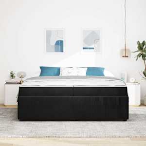 Rám postele s matrací Černá 200 x 200 cm textil - obrázek 3