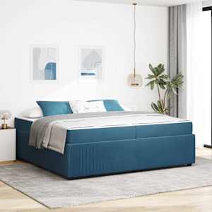 Rám postele s matrací Modrá 200 x 200 cm textil - obrázek 1