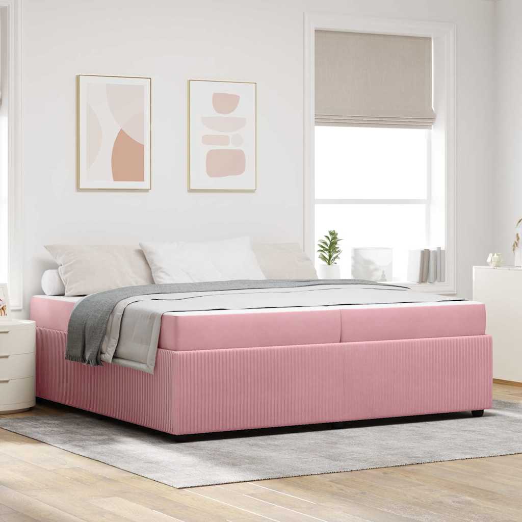 vidaXL Cadru de pat cu saltea cu saltea Roz 200 x 200 cm Catifea