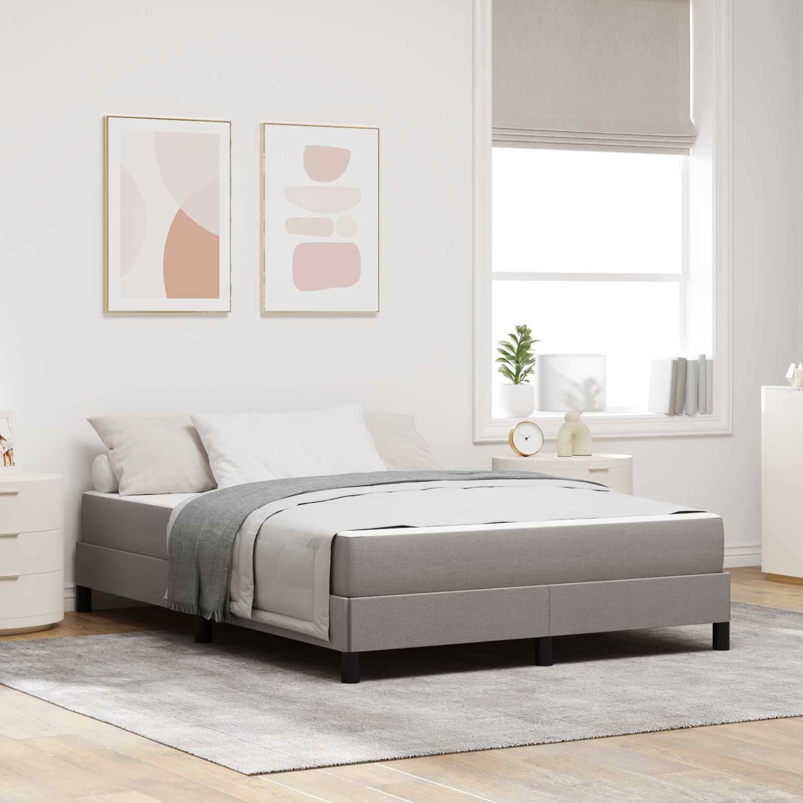 vidaXL Boxspringbett mit Matratze Taupe 160 x 200 cm Stoff