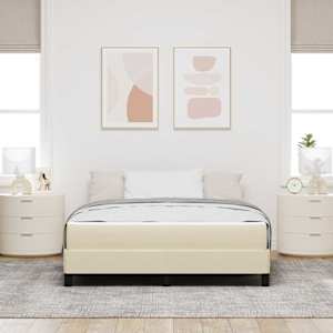 Postel s boxspringem s matrací Krémová 160 x 200 cm textil - obrázek 3