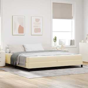 Postel s boxspringem s matrací Krémová 200 x 200 cm textil - obrázek 1