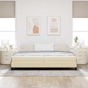 Postel s boxspringem s matrací Krémová 200 x 200 cm textil - obrázek 3