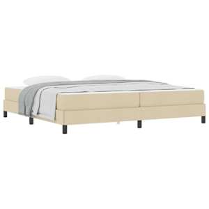 Postel s boxspringem s matrací Krémová 200 x 200 cm textil - obrázek 2
