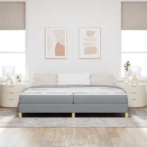 Postel s boxspringem s matrací Světle šedá 200 x 200 cm textil - obrázek 3