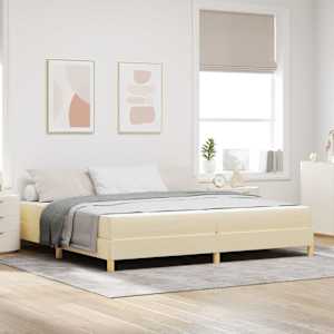 Postel s boxspringem s matrací Krémová 200 x 200 cm textil - obrázek 1
