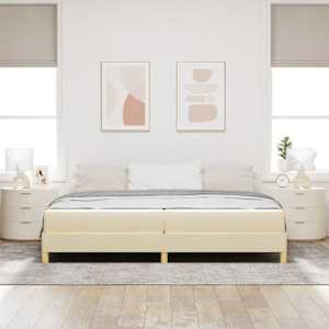 Postel s boxspringem s matrací Krémová 200 x 200 cm textil - obrázek 3