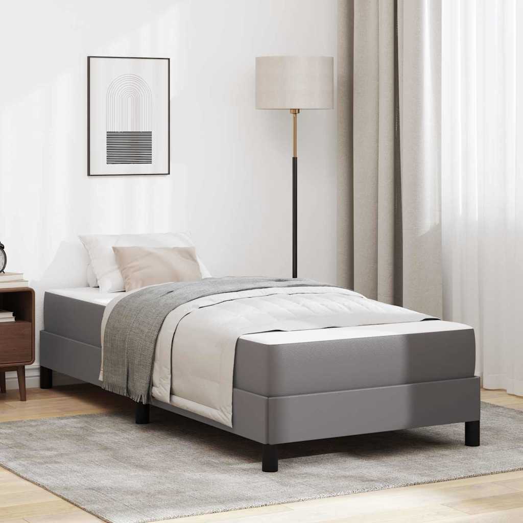 vidaXL Pat cu saltea Gri 90 x 190 cm Piele artificială
